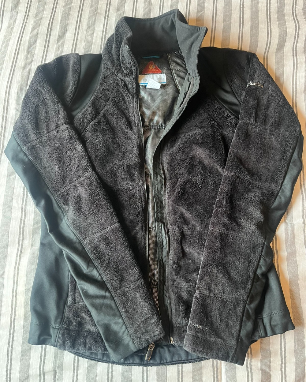 Columbia Jacket Womens Medium Black Omni-Heat Fleece Full Zip Quilted Insulated